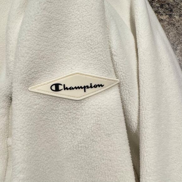 Champion Sweater Pullover Athleisure Minimalist Outdoor Cozy Fleece Ivory Small - Picture 8 of 10